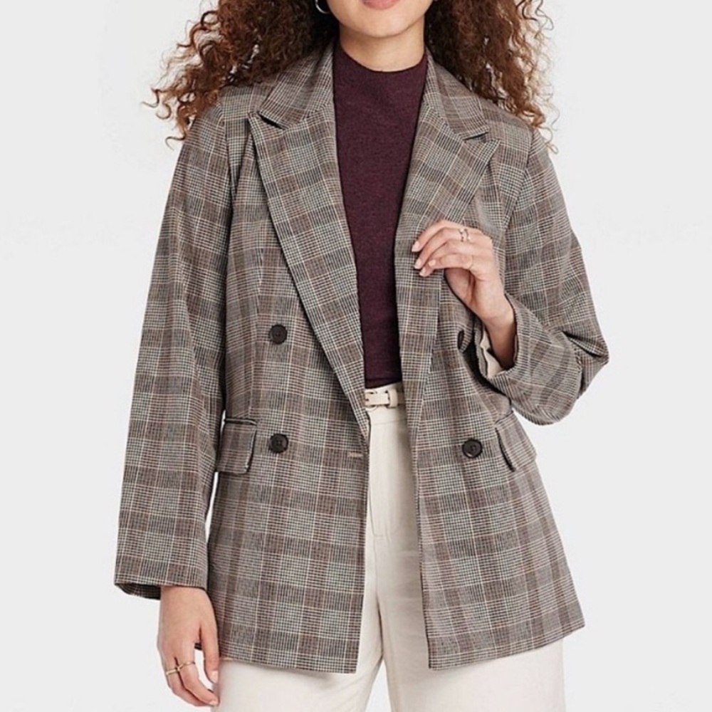 Target Plaid Blazer - Gray and Brown